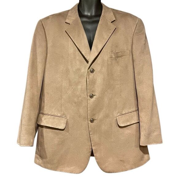 Alfani Tan Micro-Suede Suit Jacket Sports Coat Blazer Men’s 44R - Picture 1 of 7